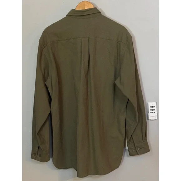 LL Bean Mens Long Sleeve‎ Button Up Shirt Olive XL Soft Brushed Cotton Casual - Picture 2 of 6